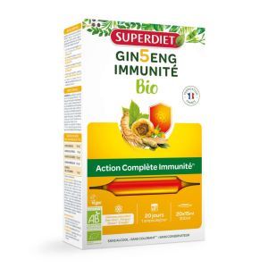 Superdiet Ginseng immunité BIO - 20 ampoules de 15 ml