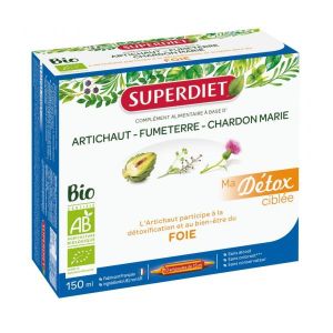 Superdiet Ma Détox ciblée Foie BIO : Artichaut / Fumeterre / Chardon marie - 10 ampoules de 15 ml