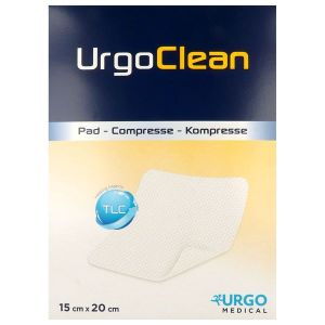 URGOCLEAN COMPRESSE Pansement micro-adhérent avec fibres poly-absorbantes, 15 cm x 20 cm, bt 10