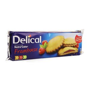 DELICAL NUTRA'CAKE BISCUIT FOURRE Denrée alimentaire destinée à des fins médicales spéciales, framboise, bt 9