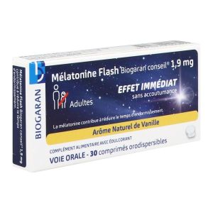 BIOGARAN CONSEIL MELATONINE FLASH 1,9 MG Comprimé orodispersible, complément alimentaire à base de mélatonine, bt 30