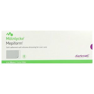 MEPIFORM SAFETAC Pansement autoadhésif siliconé pour cicatrice, stérile, 4 cm x 30 cm (ref. 293100), bt 5