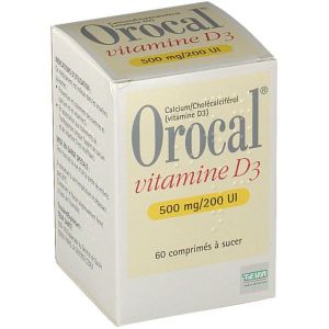 Orocal Vitamine D3 500 Mg/200 Ui (Carbonate De Calcium Concentrat De Cholecalciferol) Comprimes A Sucer B/60