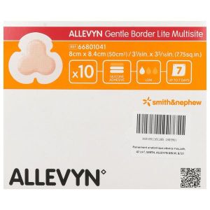 ALLEVYN GENTLE BORDER LITE MULTISITE Pansement hydrocellulaire à bords adhésifs, stérile, très absorbant, bt 10