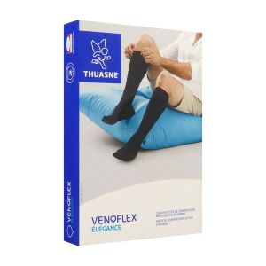 VENOFLEX 1 ELEGANCE Chaussette médicale de compression classe 1, côtelée, pour homme, noir, normal, taille 3, paire