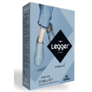 LEGGER 2 FEMME CASUAL TECH Chaussette médicale de compression classe 2, fine, opaque, pour femme, crème, normal taille 1, paire