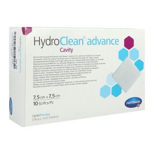 HYDROCLEAN ADVANCE CAVITY Pansement hydrogel irrigoabsorbant pour plaie profonde, prêt à l'emploi, carré, 7,5 cm x 7,5 cm (ref. 609168), bt 10