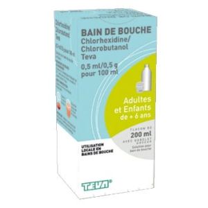 Chlorhexidine/Chlorobutanol Teva 0,5 Ml/0,5 G Pour 100 Ml Solution Pour Bain De Bouche En Flacon B/200