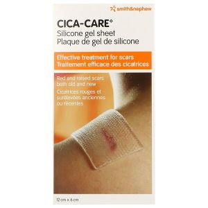 CICA CARE Plaque autoadhérente de gel de silicone pour cicatrices, réutilisable, 60 mm x 120 mm x 3,5 mm (ref. 66320703), unité