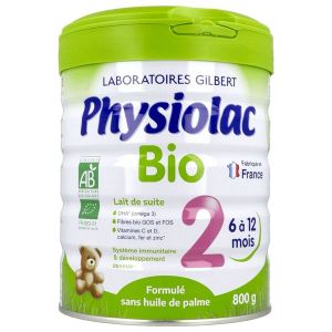 Physiolac - Lait 2ème âge Physiolac 2 - 6 à 12 mois BIO - pot 800 g
