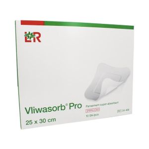VLIWASORB PRO Pansement hydrocellulaire superabsorbant, stérile, 25 cm x 30 cm (ref. 34476), bt 10