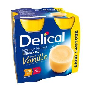 Delical effimax 2.0 vanille hp+hc sans lactose 4 bouteilles de 200ml