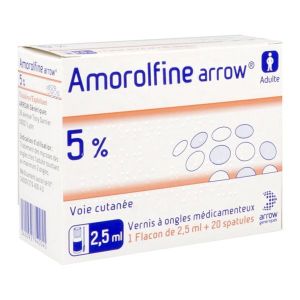 AMOROLFINE ARROW Vernis à ongles médicamenteux 5 %, flacon 2,5 ml avec 20 spatules