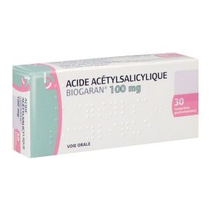 ACIDE ACETYLSALICYLIQUE BIOGARAN Comprimé gastrorésistant 100 mg, boîte 30