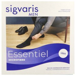 Sigvaris Homme Essentiel Microfibre Classe 2 Bas Autofixant Gris Clair Extra Extra Large Long 2