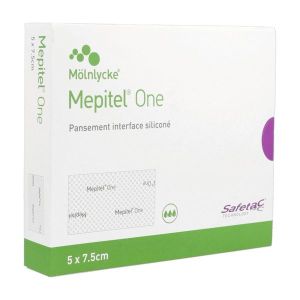 MEPITEL ONE Pansement interface transparent, siliconé d'un seul côté, stérile, 5 cm x 7,5 cm (ref. 289120), bt 10
