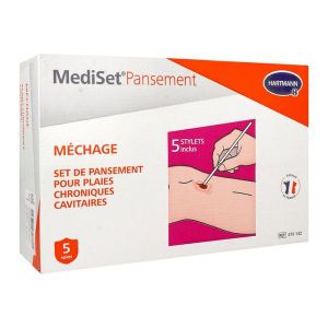 MEDISET PANSEMENT MECHAGE Set de méchage, plaie cavitaire chronique, bt 5