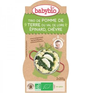 Babybio - Bol Menu Pommes de terre Epinards Chèvre BIO dès 8 mois - 2 x 200 g