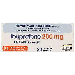 IBUPROFENE EG Comprimé pelliculé 200 mg, boîte 20