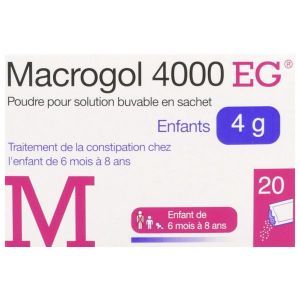 MACROGOL 4000 EG Poudre pour solution buvable 4 g, boîte 20 sachets