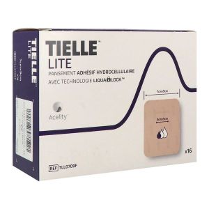TIELLE LITE PANSEMENT HYDROCELLULAIRE A BORDS ADHESIFS STERILE 7 CM X 9 CM BOITE DE 16