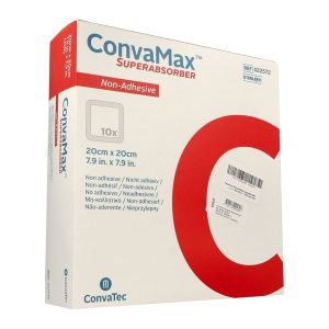 CONVAMAX SUPERABSORBANT NON - ADHESIF Pansement hydrocellulaire superabsorbant non adhésif, stérile, 20 cm x 20 cm (ref. 422572), bt 10