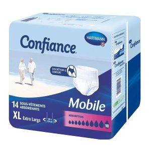 CONFIANCE MOBILE ABSORPTION 10 Slip absorbant jetable pour incontinence urinaire, adulte, Xlarge (ref. 915728), sac 14