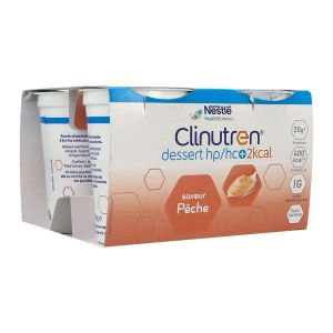 CLINUTREN DESSERT 2 KCAL DADFMS, saveur pêche, 200 g x 4