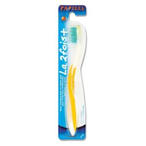 PAPILLI LA 2 FOIS + Brosse à dent 4 rangs avec brins à double section, pour adulte, unité