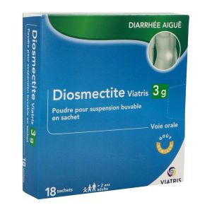 DIOSMECTITE MYLAN Poudre pour suspension buvable 3 g, boîte 18 sachets