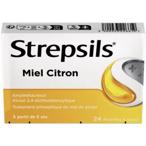 STREPSILS MIEL CITRON PASTILLE A SUCER B/24