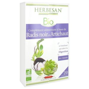 Herbesan Bio Radis Noir Artichaut Digestion Bio 20 Ampoules de 15 ml