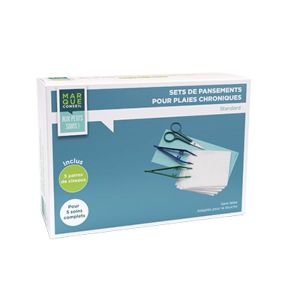 MARQUE CONSEIL SET DE PANSEMENT PLAIES CHRONIQUES STANDARD Set de nettoyage et de recouvrement, plaie chronique, bt 5