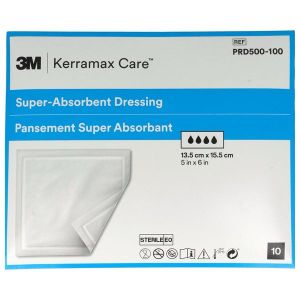 KERRAMAX CARE Pansement hydrocellulaire superabsorbant, non adhésif, stérile, 13,5 cm x 15,5 cm (ref. PRD500-100), bt 10