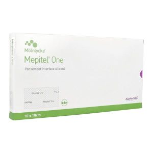 MEPITEL ONE Pansement interface transparent, siliconé d'un seul côté, stérile, 10 cm x 18 cm (ref. 289520), bt 10
