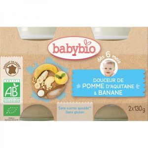 Babybio - Petits pots Crème aux fruits Pomme/Banane Bio - dès 6 mois - 2 x 130 g