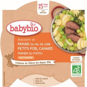 Babybio Menu Panais Petits pois Canard BIO - dès 15 mois - 260 g