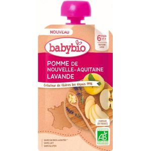 Babybio Gourde Pomme de Nouvelle Aquitaine Lavande BIO - 6 mois - 120 g