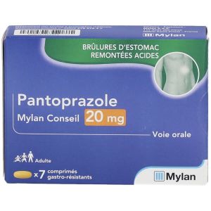 PANTOPRAZOLE MYLAN CONSEIL Comprimé gastrorésistant 20 mg, boîte 7