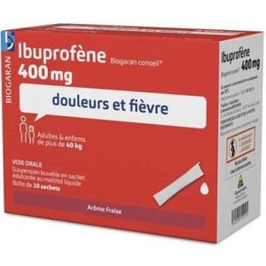 Ibuprofene Biogaran Conseil 400 Mg Suspension Buvable En Sachet Edulcoree Au Maltitol Liquide B/10