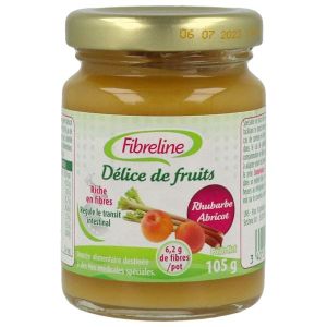 FIBRELINE PUREE DE FRUITS Aliment destiné à une alimentation particulière, rhubarbe abricot, pot 105 g