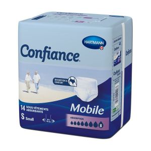 CONFIANCE MOBILE ABSORPTION 8 Slip absorbant jetable pour incontinence urinaire, adulte, small (ref. 915721), sac 14