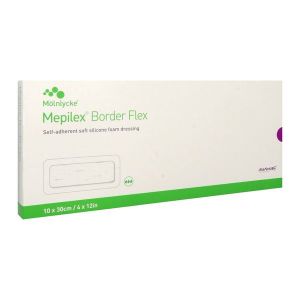 MEPILEX BORDER FLEX EM Pansement hydrocellulaire siliconé, bordé, flexible, forme mince, 10 cm x 30 cm (ref. 595920), bt 10