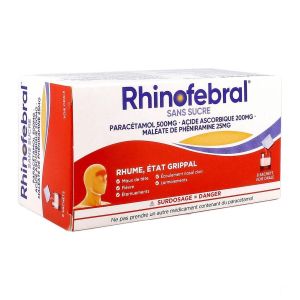 Rhinofebral Sans Sucre Poudre Pour Solution Buvable En Sachet Edulcoree A L'Aspartam B/8