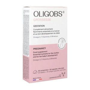 OLIGOBS GROSSESSE Comprimé + capsule, complément alimentaire avec vitamines, minéraux et oméga 3, bt 60 (30 + 30)