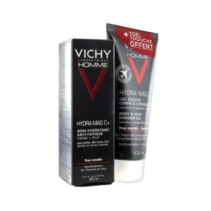 Vichy Homme Hydra Mag C+ Soin Hydratant Anti-Fatigue 50 ml + Hydra Mag C Gel Douche Corps et...