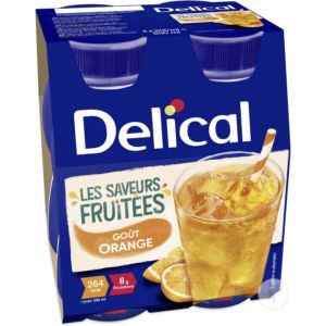 DELICAL LES SAVEURS FRUITEES BOISSON Denrée alimentaire destinée à des fins médicales spéciales, goût orange, 200 ml x 4