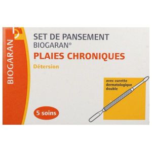 BIOGARAN SET DE PANSEMENT PLAIES CHRONIQUES DETERSION Set de nettoyage et de réfection de pansement, détersion de plaie chronique, bt 5