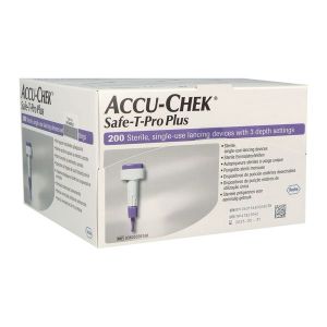 ACCU - CHEK SAFE T PRO PLUS Autopiqueur jetable à usage unique pour prélèvements sanguins, 3 positions, bt 200