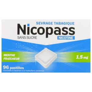 NICOPASS SANS SUCRE MENTHE FRAICHEUR Pastille 1,5 mg, boîte 96